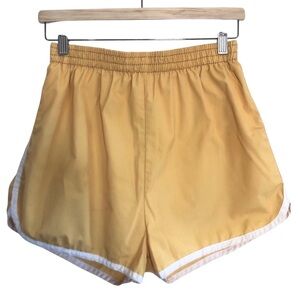 VINTAGE 70s 80s Mens Mustard Yellow Gym Athletic Running Shorts Lined Medium